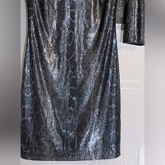 NWT Guess Los Angeles Sequined Sexy Evening Club Dress in Pewter (2) - Picture 2 of 15